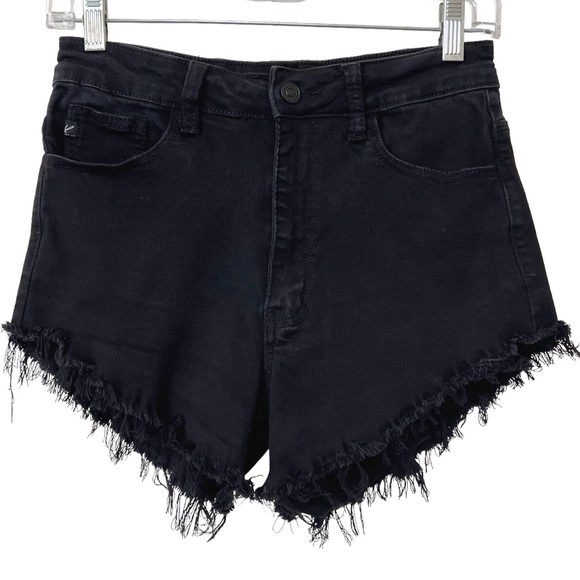 KanCan Pants - Kancan Black Cut Off Denim Jean Shorts Stretch High Rise 28  Juniors 9